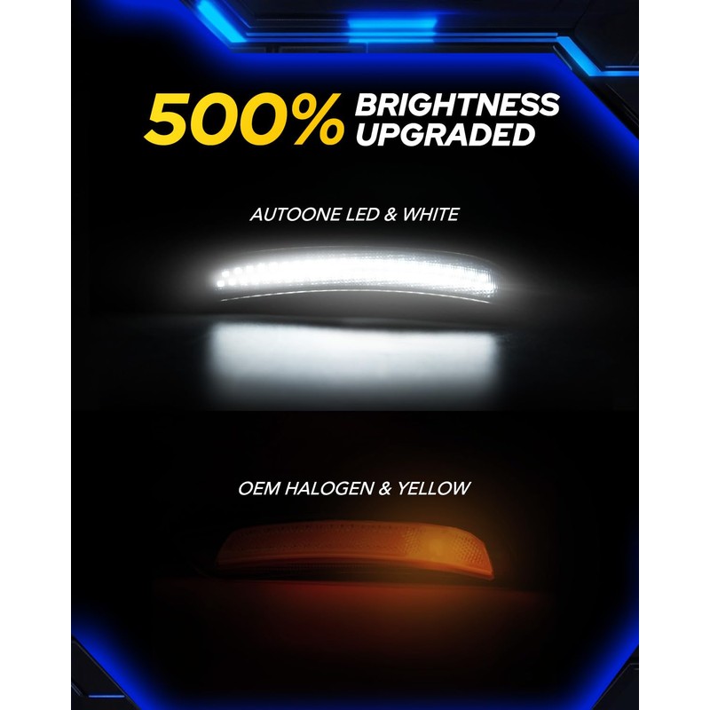 AUTOONE LED Side Marker Lights White Compatible With Dodge Charger