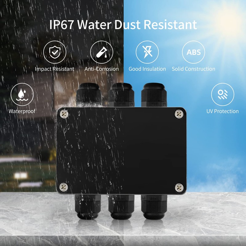 JINDOUZI ABS IP67 Waterproof Dustproof Electrical Junction Box, with 15A
