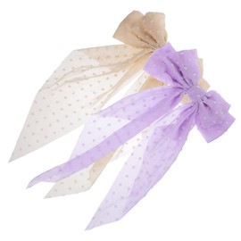 Mikinona 2pcs Girls Hair Bows Barrette No Crease Clips for Women Big Bow Clips Long Tail for Party