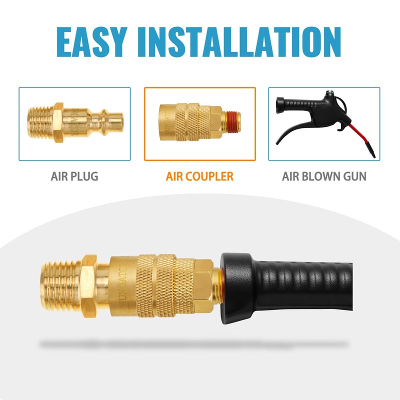SUNGATOR 5 Pack 3/8'' Male NPT Industrial Air Couplers with