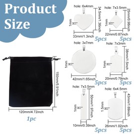 BENECREAT 30PCS Mixed Large Stainless Steel Stamping Blanks, Round/Rectangle/Heart Pendants Charms with Black Velvet Bag and Clear Storage Box for Necklace Bracelet Making and ID Name Tags, 1mm Thick
