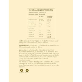 nutriADN Vitamina D3 + K2 en Gotas | Suplemento Alimenticio con Aceite de Oliva | 30 ml | 900 Porciones | 400 UI por Gota