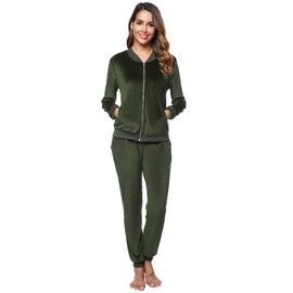Women's Velour Tracksuit Set 2 Piece Loungewear Joggers Set Ladies Velour Sportwear Set Long Sleeve Tracksuit Loungewear Set
