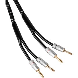Audtek 12 ft. 14 AWG Professional Grade Braided Speaker Cable Wire with Gold Plated Banana Plugs