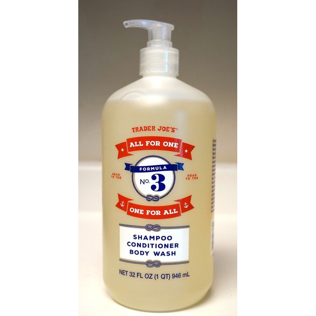 Trader Joe's - FORMULA NO.3 ALL FOR ONE, ONE FOR ALL Shampoo, Conditioner & Body Wash NET 32 FL OZ 946 ml