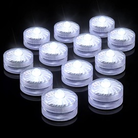 HL HL Flammenlose LED Kerzen Teelichter, Mini Unterwasser Licht, 100 Stunden LED Teichbeleuchtung Dekolichter fr Teich, Pool, Aquarium, Vase, Badewanne, Spa, Party, Festival12 Stck, Weiss