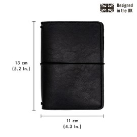 Pukka Pad, Carpe Diem A6 Notebook Cover and Passport Holder - 13 x 11 cm – Features 4 Elastic Note Pad Holders, 2 Inside Pockets, Business Card Slot, and Pen Holder - Black
