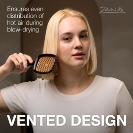Janeke Superbrush Detangling Brush for Soft Smoothing Hair Brushing with Anti-Static Bristles - Vented Wet Hair Brush for Blow Drying Use - Perfect for Curly, Thick, Wavy, Fine Hair Types (Caramel)