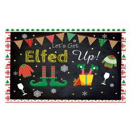 Allenjoy Ugly Sweater Christmas Backdrop for Pictures Xmas Kids Elfed Birthday Party Photo Booth Decoration Winter New Year Tacky Blackboard Banner Photography Background Family Photoshoot Props