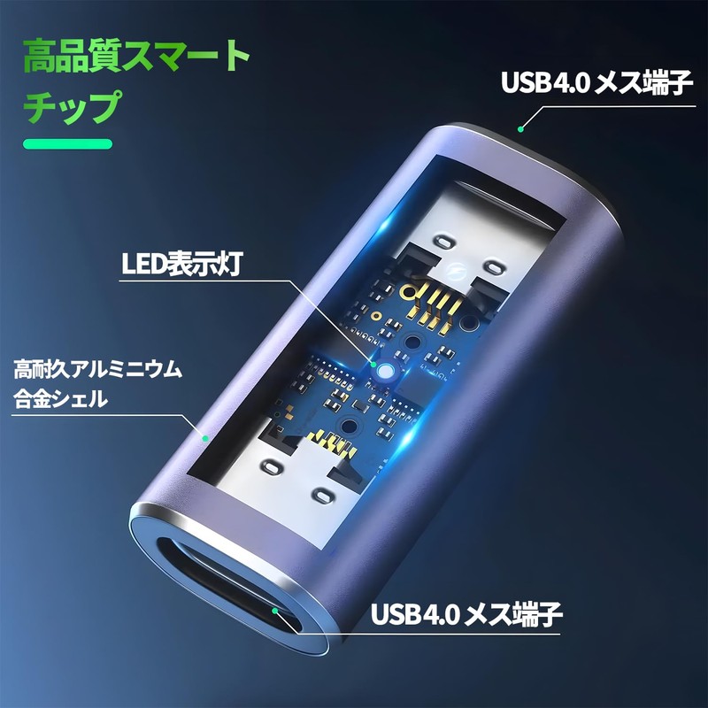 Reliable Japanese Corporation USB-C Male to Female Converter Adapter, USB4,