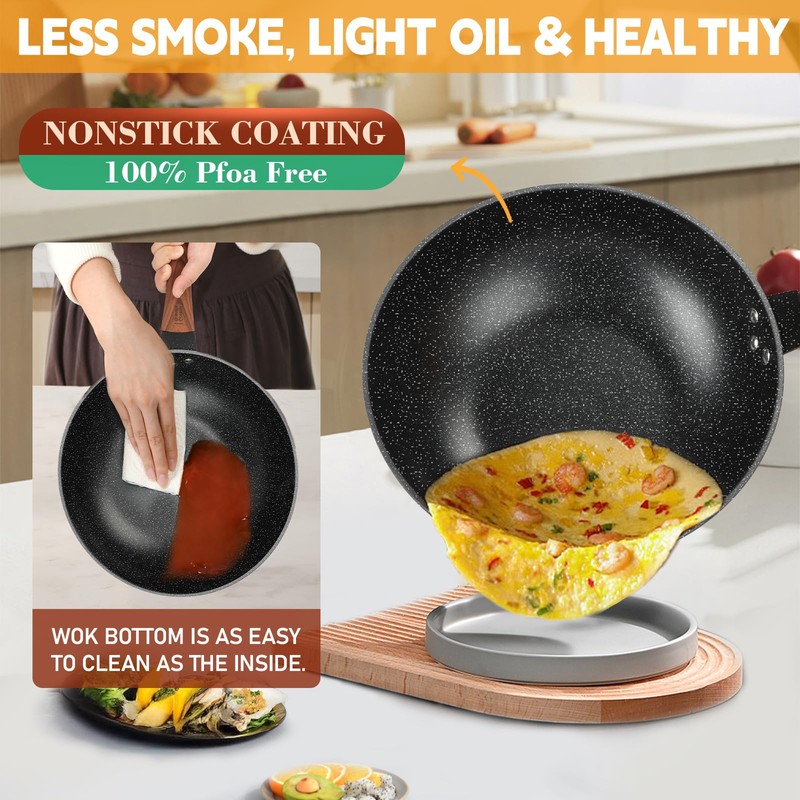 Nonstick Wok with Lid, 13 Inch Woks & Stir-fry Pan