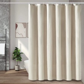 BTTN Shower Curtain, Luxury Linen Texture, Heavy Bath Curtain, Fabric, Thick, Luxurious Hotel Specifications, 51.2 x 70.9 inches (130 x 180 cm), For Dividers and Blindfolds, For Bathrooms, Dressing,