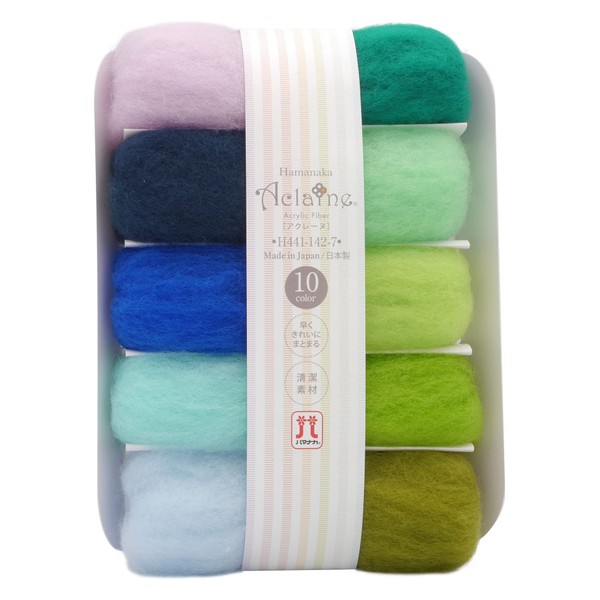 Hamanaka H441-142-7 Wool Felt Aclaine 10 Color Set, Approx. 0.08