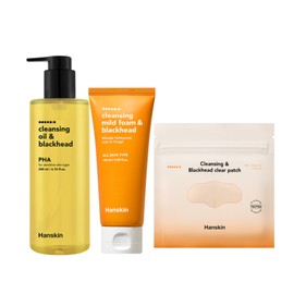 Hanskin Blackhead Set Cleansing Oil PHA 200ml + Mild Cleansing Foam 100ml + 7 Clear Nose Packs / 한스킨 블랙헤드 세트 클렌징오일 PHA 200ml+마일드 클렌징폼100ml+클리어코팩7매