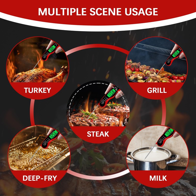Aouplry Meat Thermometer Digital,Instant Read Food Thermometer with Backlight LCD
