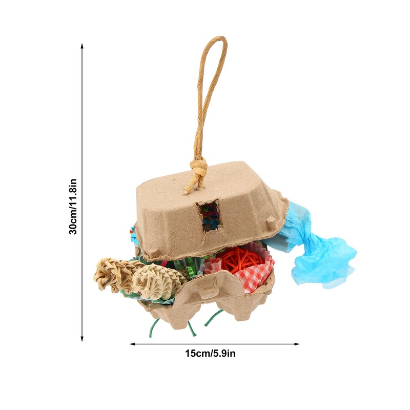 Bird Foraging Box Toys Fun Colorful Shredding Paper Sola Wood