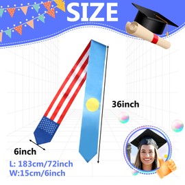 SECUNL Palau National & USA Flag Graduation Stole Sash Scarf Double Sided International Student Graduation Decoration Item Gift