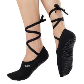 SHASHI Ballet Tie Grip Socks for Women – Velvet Ribbon Socks Ideal for Dancing, Yoga, Pilates, Barre and More