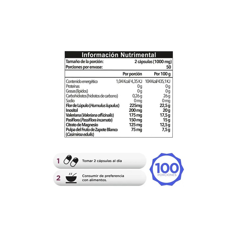 Relajante Natural Pasiguaro Relax 200 Cápsulas Valeriana Quema Estrés