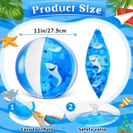 Jexine 24 Pcs 11 Inch Shark Inflatable Beach Balls for Kids Beach Balls for Summer Pool Games Kids Birthday Pool Party Supplies