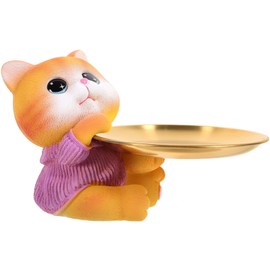 Cat Figure Tray Made of Stainless Steel Decorative Key Jewellery Tray for Desk Cute Cat Decoration for Home and Office