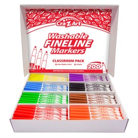 Cra-Z-art Washable Markers Classroom Pack, Fine Point, 8 Color, Pack of 200
