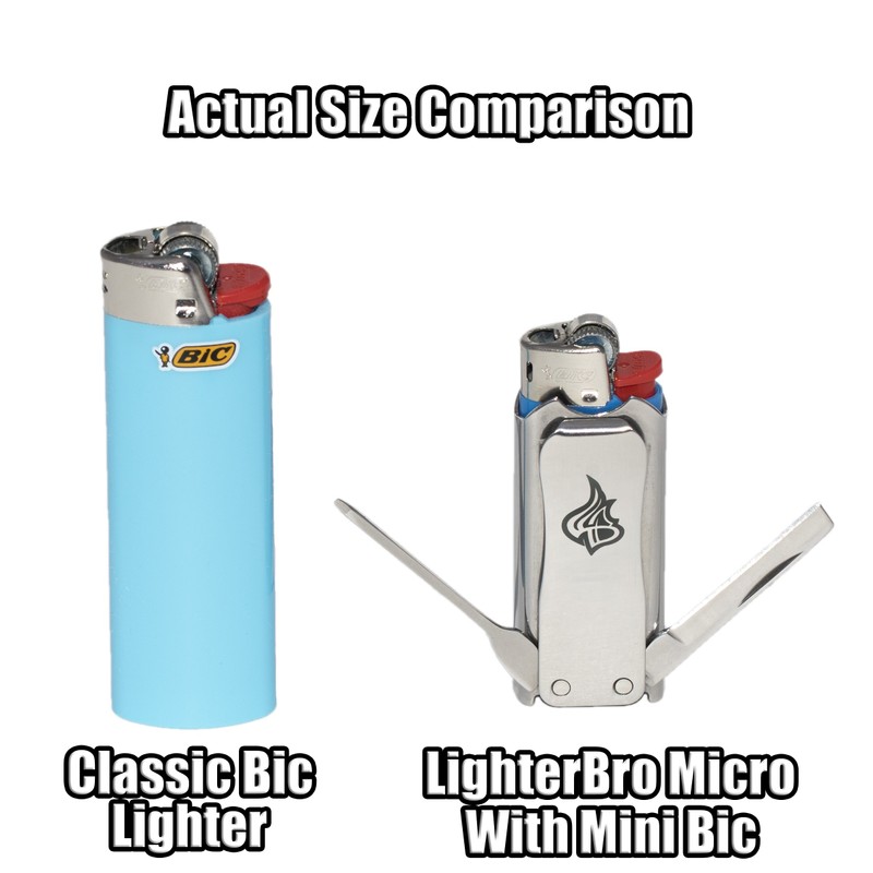 LighterBro Micro Compact Stainless Steel Lighter Sleeve - Multi-Tool Lighter