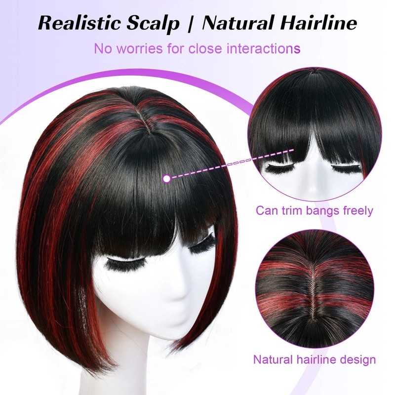 CURLCRAZY Bob Wig With Bangs Short Bob Wigs for Women