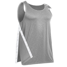 Unisex Post Shoulder Surgery Tank Tops, Side Snap Access Tear Way Sleeveless Shirts, Recovery Tear Away T-Shirt (Large, Grey)