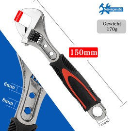 Navegando Adjustable Spanner 6 Inch (150mm) - Small Adjustable Wrench for Tight Spaces, High Carbon Steel with Non-Slip Handle, Fits 6-22mm Nuts/Bolts
