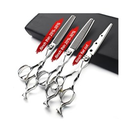SHARONDS Professional Hairdressing Scissors 6 Inch Hair Cutting Scissors 440C Salon Scissors Hairdressing Thinning Scissors Set 30-35% Thinning Rate (Set of Three Pieces)