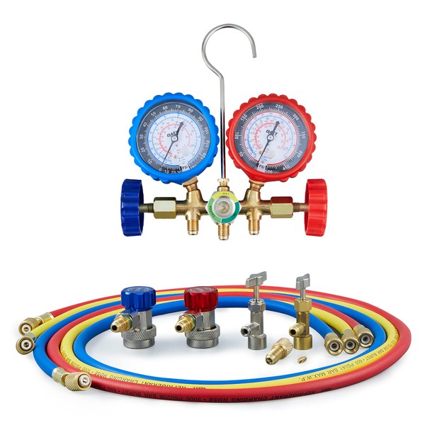OMT AC Gauge Set with Self Sealing & Puncturing R134A