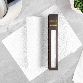 Modern Silicone Placemat Set of 2- Table Protector for Dining Room Table, Kitchen, Craft Mat- Non-Toxic, Anti-Slip, Dishwasher Safe, BPA Free, Heat Resistant - (White)