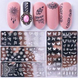 5pcs Flower Flower Lace Butterfly Stamping Plate Nail Stamp Nail Tools Nail Art