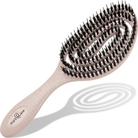 Organic Hair Brush without Pulling with Boar Bristles - Detangling Brush with Unique Spiral, Sustainable Material - Perfect for Wet & Dry Hair, More Shine, Volume & Healthy Hair Care, Natural