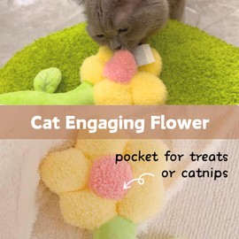 CECE PAW Flower Plush Cat Toy with Catnip Pocket | 11.8 Inch Soft Interactive Kicker Toy for Cats & Small Dogs | Perfect for Licking, Biting, Kicking & Cuddling