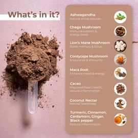 SoulBrew Rise - Mushroom Coffee Alternative - with Lion's Mane, Cordyceps, Chaga, Maca, Ashwagandha & Cacao – Gut Friendly Nootropic Superfood with Adaptogens for Energy & Focus - Vegan - 30 Servings