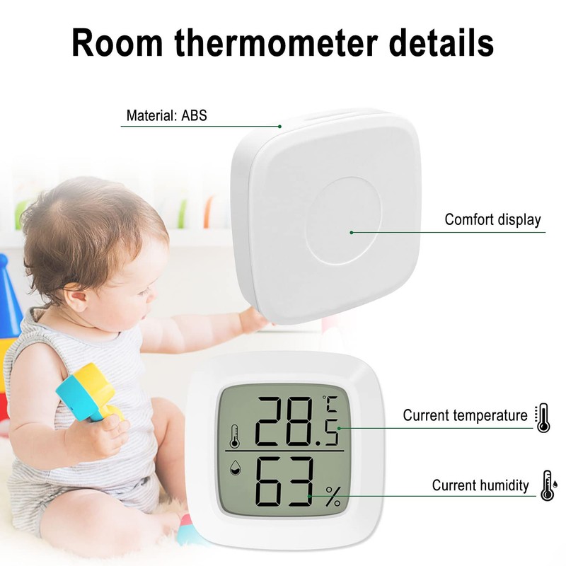 Mini LCD Hygrometer Indoor 4 Pieces, Digital Thermometer for Indoor