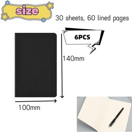 Fabselection Pocket Notebook, 6 Pack Softcover Mini Notebooks 3.15" x 5.5" Black Notebook Small Memo Notepad for Men Women Kids Traveler Author