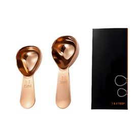 VitalEase Stainless Steel Measuring Scoop of Coffee Beans Set（15/30ML）-Ground Coffee,|Espresso|tea|milk|millet (Rose Gold)