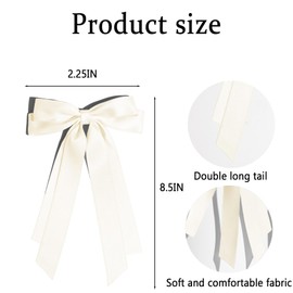 2 PCS Hair Bows for Women Silky Satin Beige Bows Hair Clip Ribbon Hair Accessories for Girls Bow Hair Clips