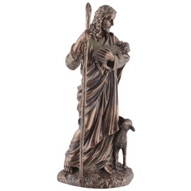 Veronese Collection 708-78276 Jesus as a Good Shepherd Made of Artificial Stone Bronzed and Coloured by Hand