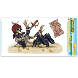 Pirate Skeleton Peel 'N Place (dead men sign included) Party Accessory (1 count) (1/Sh)