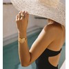 WOWORAMA Chunky Heart Cuff Bracelet for Women Gold Plated Striped