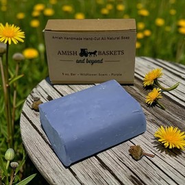 AMISH BASKETS AND BEYOND All-Natural Hand-Cut Bar Soap, 5 Ounce (Wildflower - Purp)
