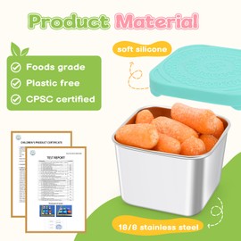 Rinwoc 3-pack 6 oz Stainless Steel Snack Containers for Kids, Small Snack Pack Containers with Lids To Go [School, Travel], Stainless Steel Food Containers Leak Proof & Easy To Open