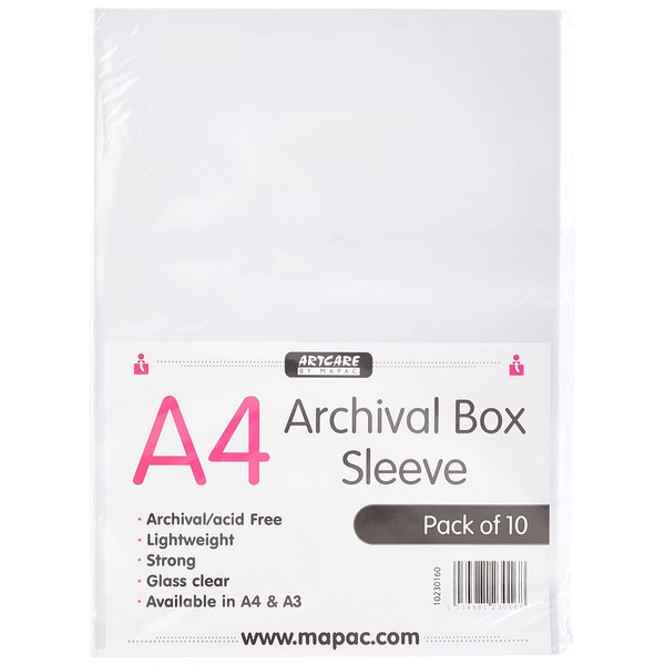 Artcare A4 Archival Box Sleeves PK 10 (not Punched), Synthetic Material, 34.5x0.1x23 cm