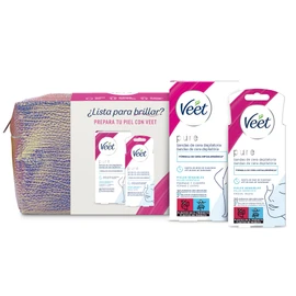 Veet Körperpflegetasche, inklusive 20 Haarentfernungs-Wachsstreifen für Beine und Körper und 20 Wachsstreifen für das Gesicht