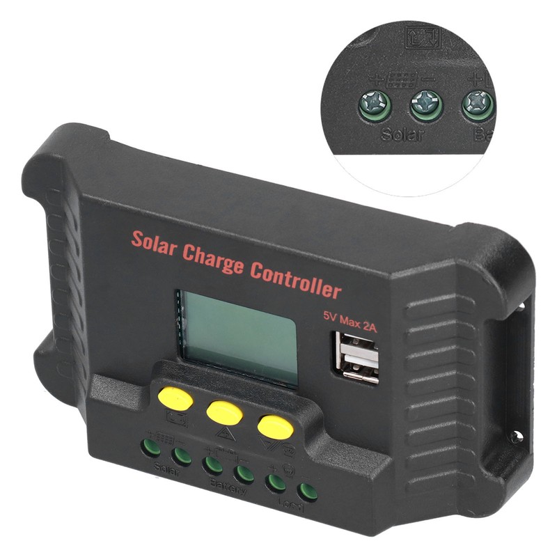 Solar Controller LCD Display with USB Mobile Phone Charging 12/24V