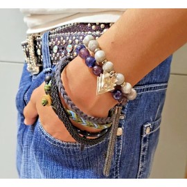 Forever 21 Stack of 6 Unisex Bracelets, Multiple Dangles & Charms
